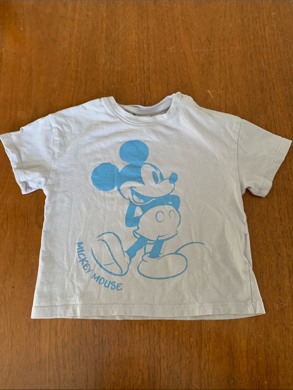 🍊5/$25 H&M Disney Gray Tee with Light Blue Mickey Graphic size 12-18m